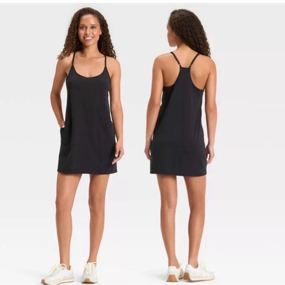 JoyLab Dresses & Skirts - JoyLab Spaghetti Strap Active Dress with Shorts in Black. NWT. Size Small